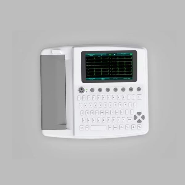 Electrocardiograph ECG1201 | 12 Channel ECG Machine with 7” Color Touch Screen | Auto Measurement & USB Data Transfer | Built-in Battery & Thermal Printer | Hanscure