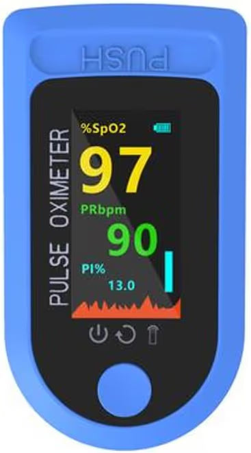 Digital Pulse Oximeter, Blue Medical Device with TFT Display, SpO2 and Heart Rate Monitor, Professional Blood Oxygen Saturation Meter