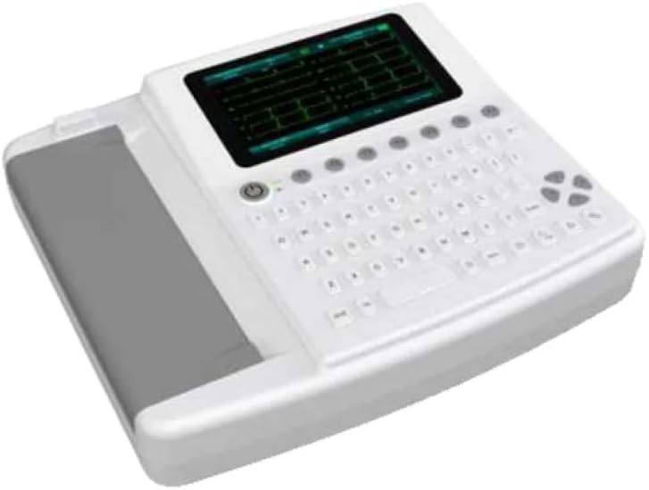 Electrocardiograph ECG1201 | 12 Channel ECG Machine with 7” Color Touch Screen | Auto Measurement & USB Data Transfer | Built-in Battery & Thermal Printer | Hanscure