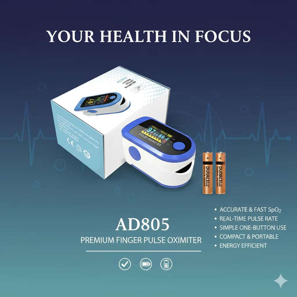 Digital Pulse Oximeter, Blue Medical Device with TFT Display, SpO2 and Heart Rate Monitor, Professional Blood Oxygen Saturation Meter
