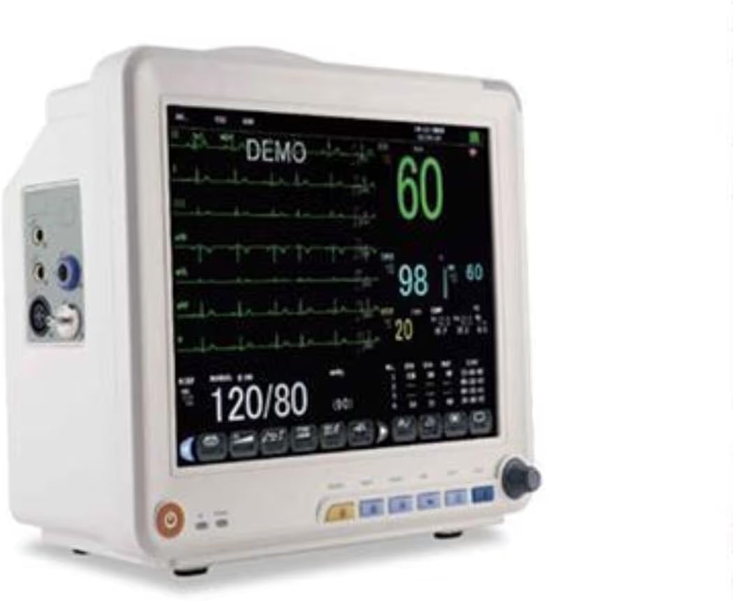 5 para Patient Monitor 12.1 Inch | Multipara Hospital-Grade Health Monitoring Device | ECG, SpO2, NIBP, Respiration, Temperature | Real-Time Alarms | Hanscure