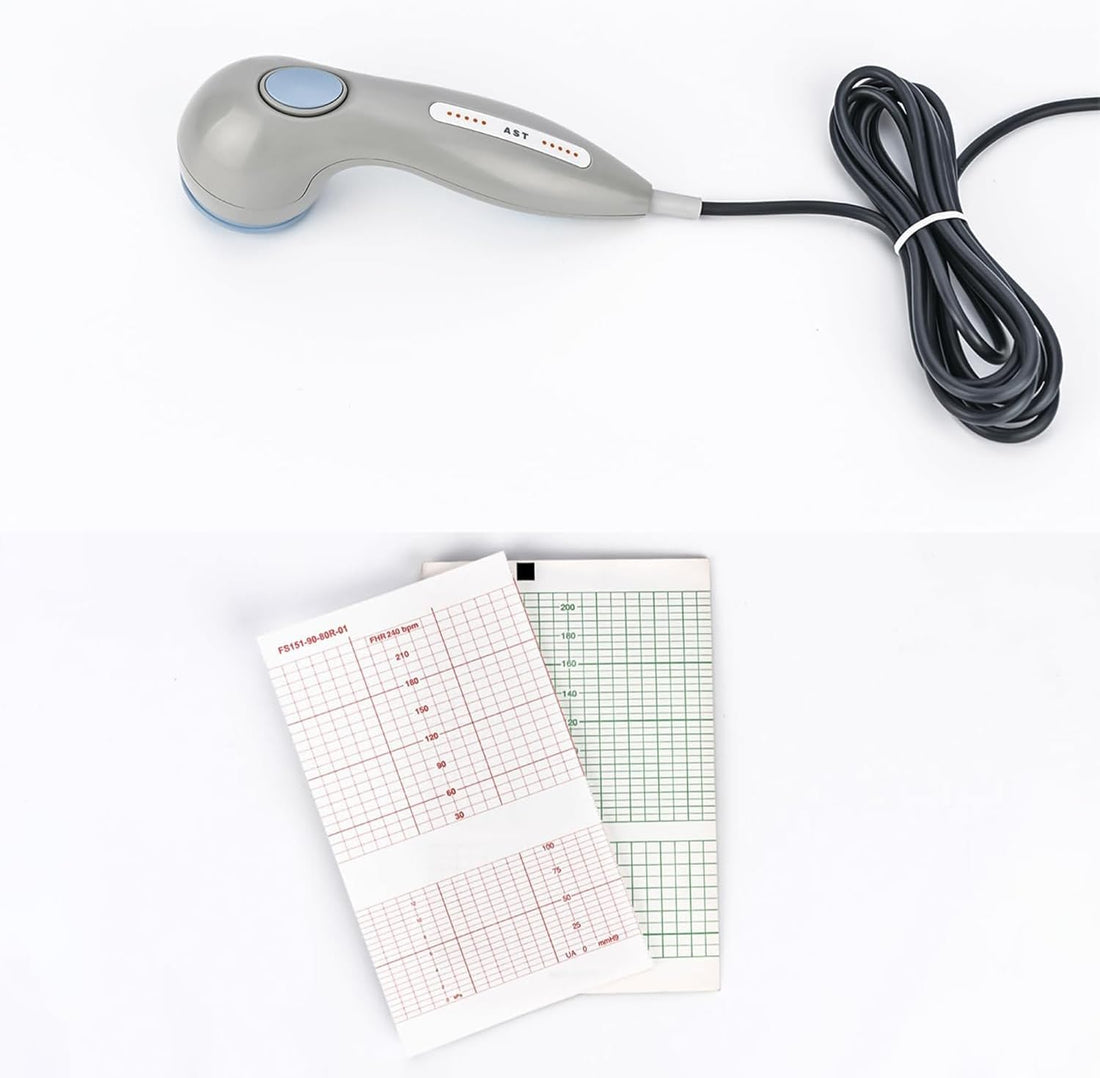 BT-350 Fetal Monitor with Dual Probe, Detects Twin Fetal Heart Rate, Movement, Uterine Contractions, Large 7 Segment LED Display, in Built- Printer, Rechargeable Battery | Hanscure