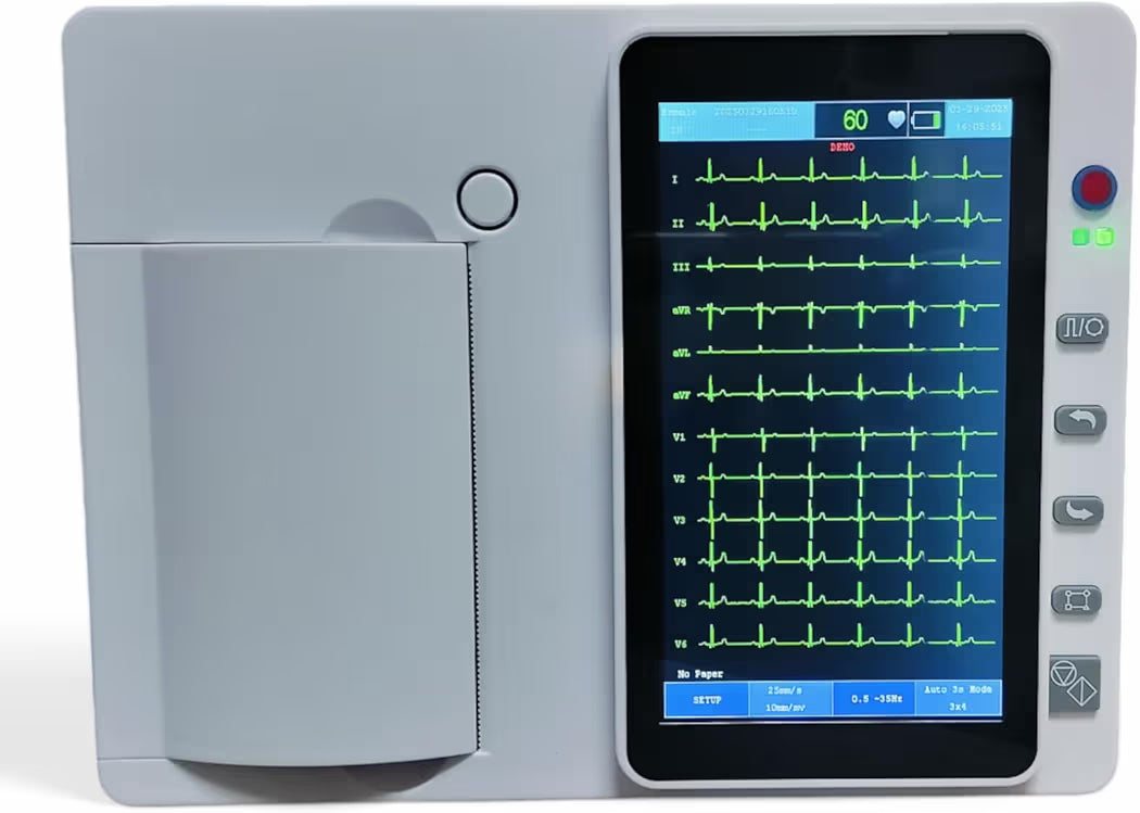 Touch Screen ECG Machine 3 Channel | Advanced Electrocardiogram (EKG) Monitor for All Ages | Suitable for Hospital, Clinics, Nursing Home | (1 Year Warranty) | Hanscure