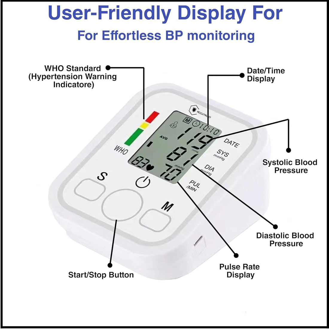 Digital Fully Automatic Upper Arm Blood Pressure Checking Monitor with Talking Function Intellisense Technology Cuff Kit for Home Best Accurate Measurement