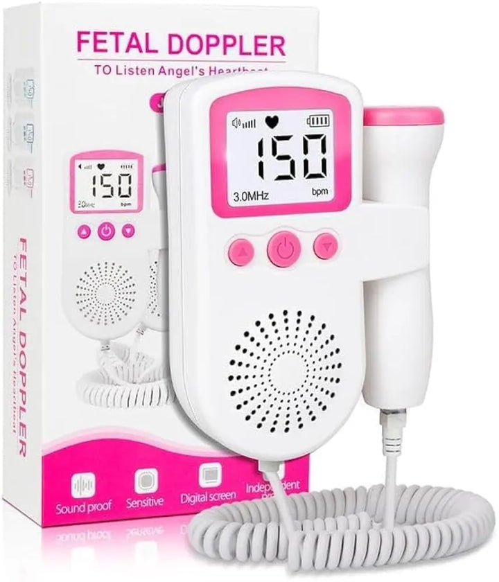 Portable Fetal Doppler Baby Heartbeat Monitor for Pregnancy | LCD Display | Accurate FHR Detection | Built-in Speaker | Compact & Easy to Use Home Pregnancy Device | Hanscure