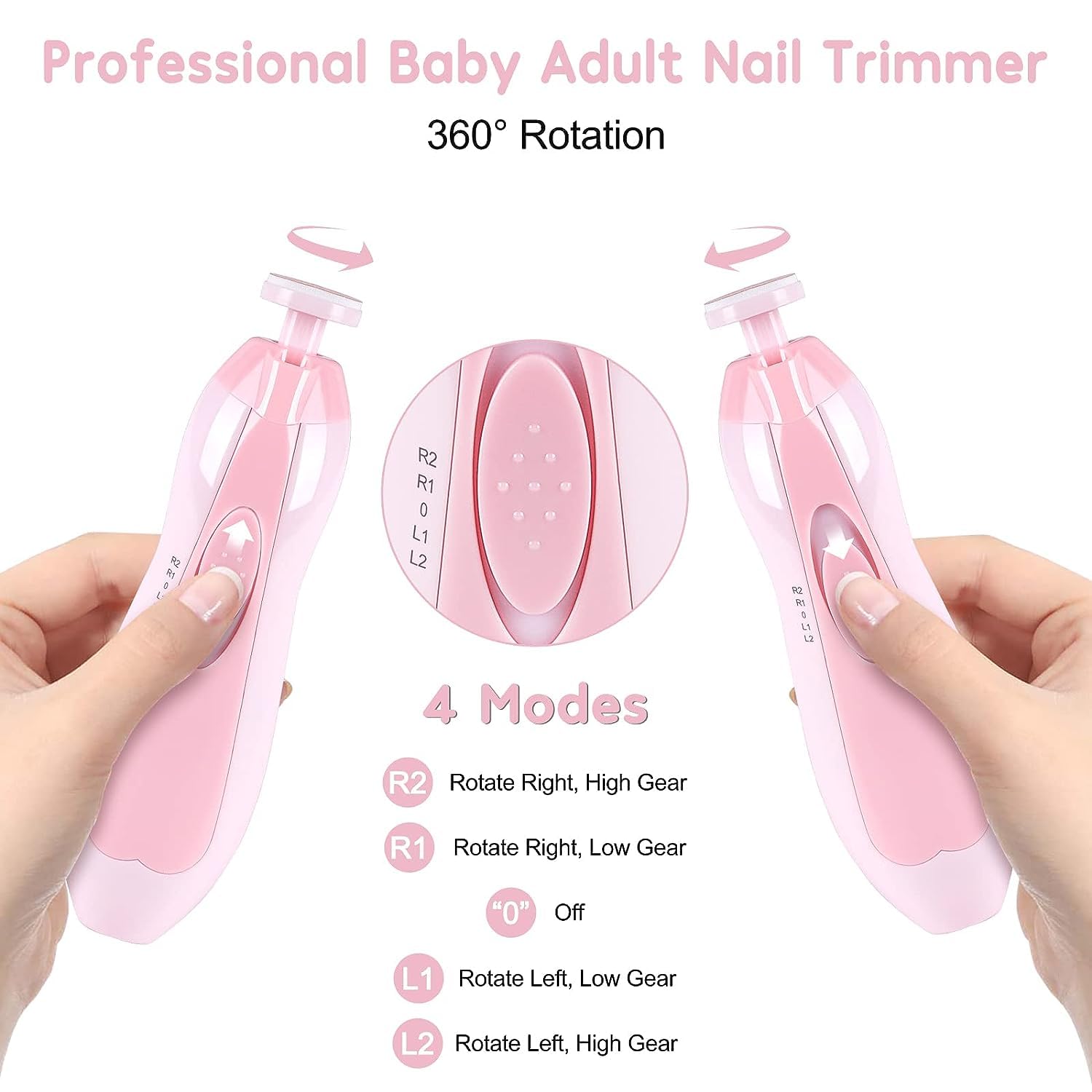Electric Nail Trimmer For Baby, Baby Nail Trimmer, Baby Nail Cutter, Nail Trimmer For New Born Baby, Kids Nail Cutter With Light (Multi Colour), 1 Set