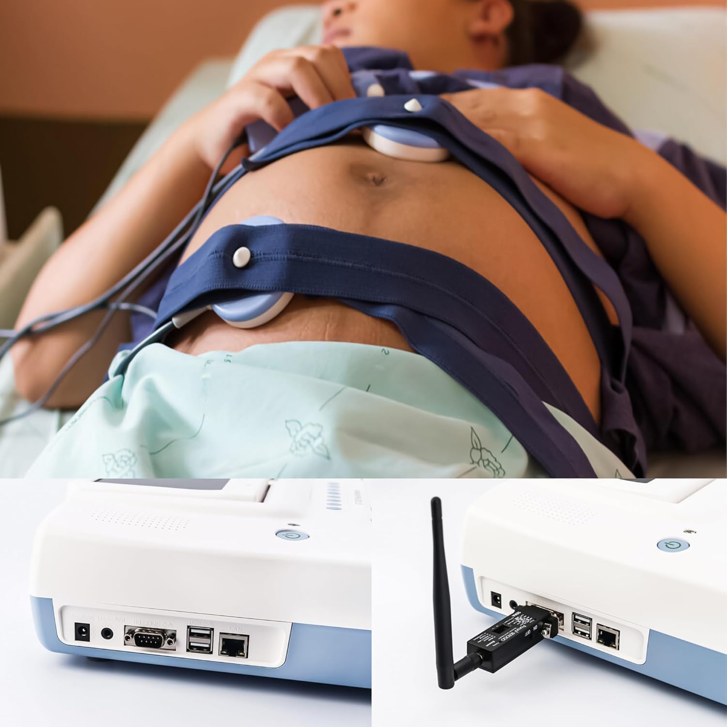 BT-350 Fetal Monitor with Dual Probe, Detects Twin Fetal Heart Rate, Movement, Uterine Contractions, Large 7 Segment LED Display, in Built- Printer, Rechargeable Battery | Hanscure