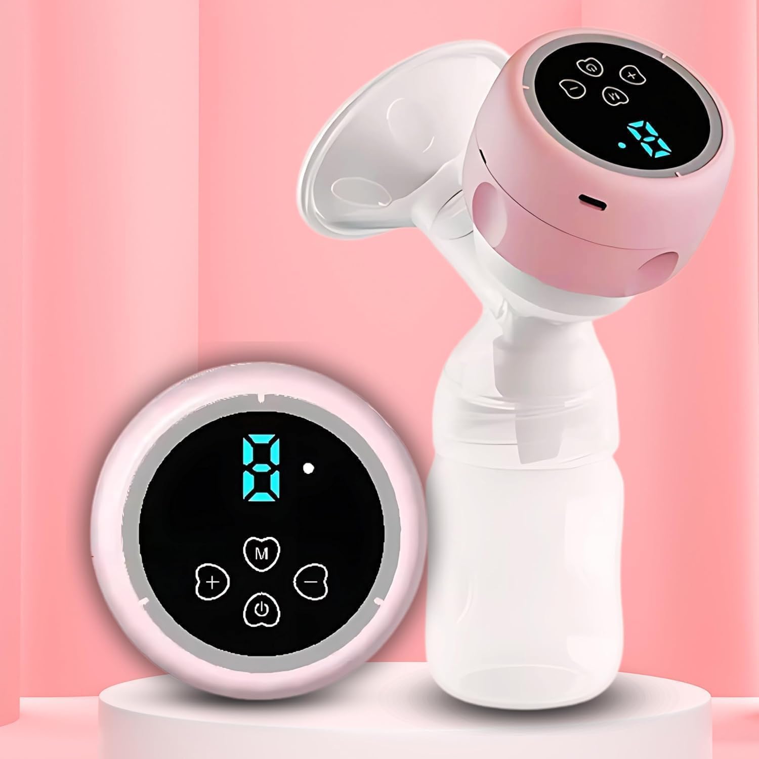 Hands Free Breast Pump, Wearable Breastfeeding Pump, Lightweight Portable Electric Pump 4 Modes & 12 Suction Levels, Comfortable & Low Noise, 24mm Flange, 1 Pack Pink (STRANDARD)
