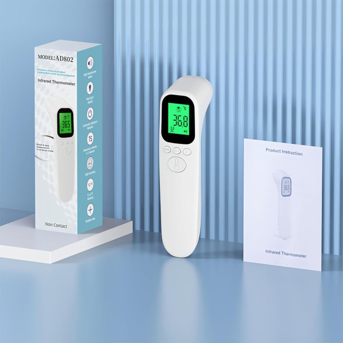 No-Touch Forehead Thermometer for Adults, Infrared Digital Thermometer for Kids, Touchless Baby Thermometer, Accurate Reading with LCD Display for Home Use Family Healthcare