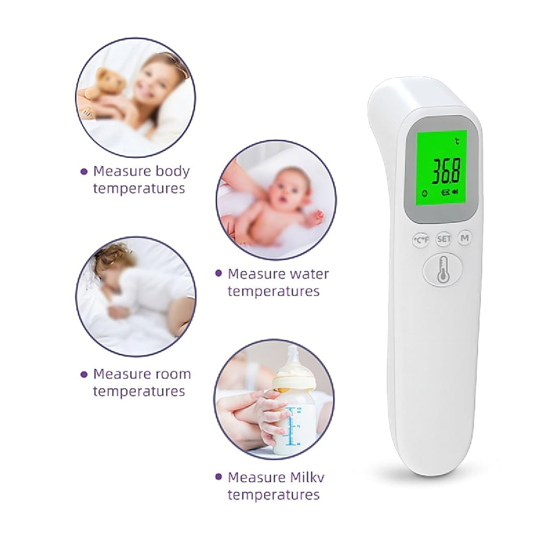 No-Touch Forehead Thermometer for Adults, Infrared Digital Thermometer for Kids, Touchless Baby Thermometer, Accurate Reading with LCD Display for Home Use Family Healthcare