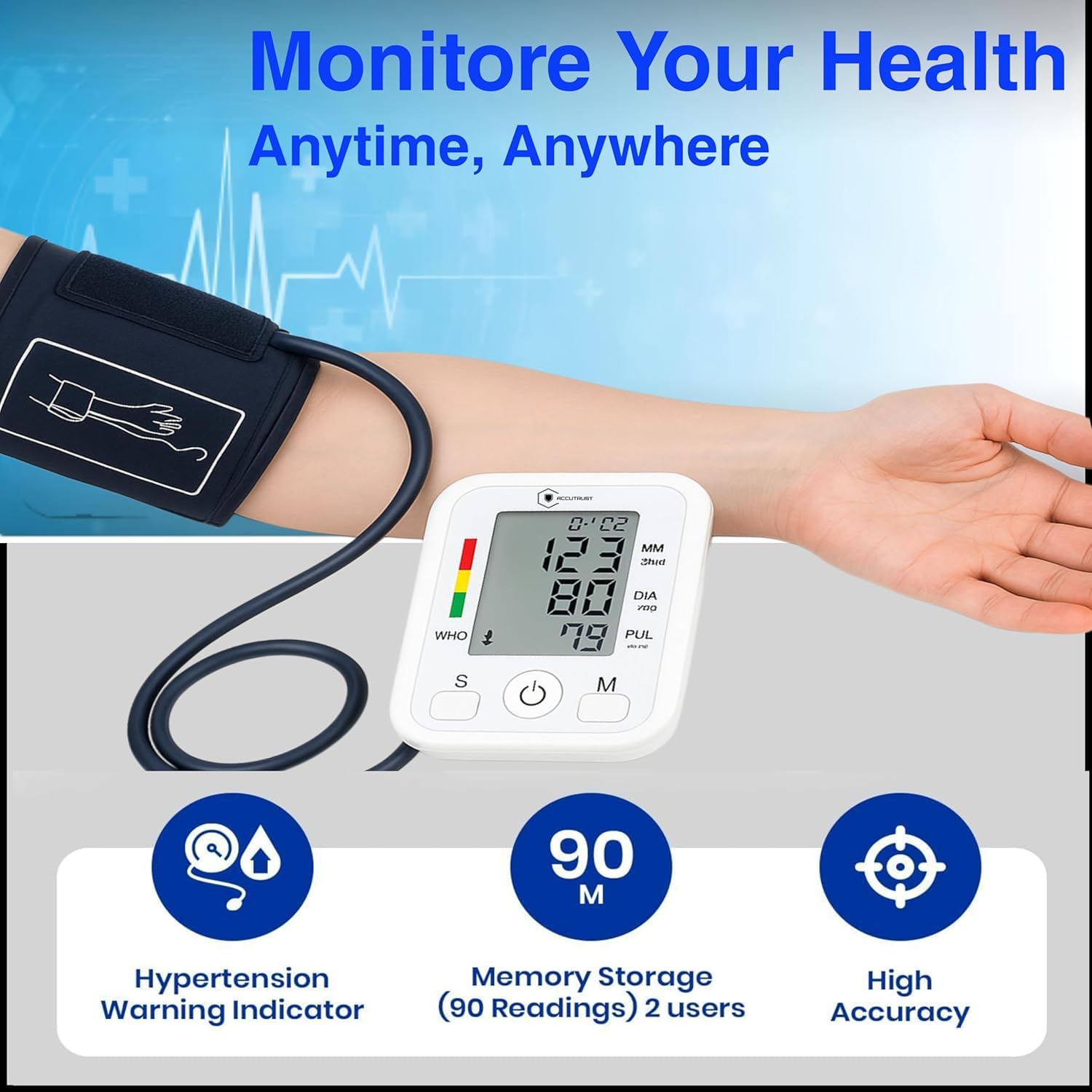 Digital Fully Automatic Upper Arm Blood Pressure Checking Monitor with Talking Function Intellisense Technology Cuff Kit for Home Best Accurate Measurement