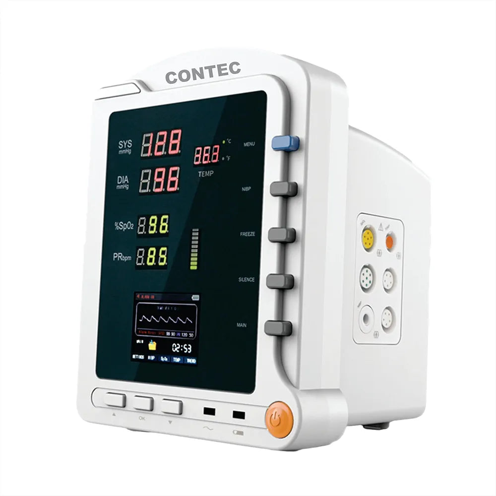 CMS 5100 Original 3 para Monitor with Adult Probes | Measures SPO2, NIBP, Pulse Rate, Temperature | Perfect for Hospital, Homecare, Ambulance Services, & Clinics | Hanscure