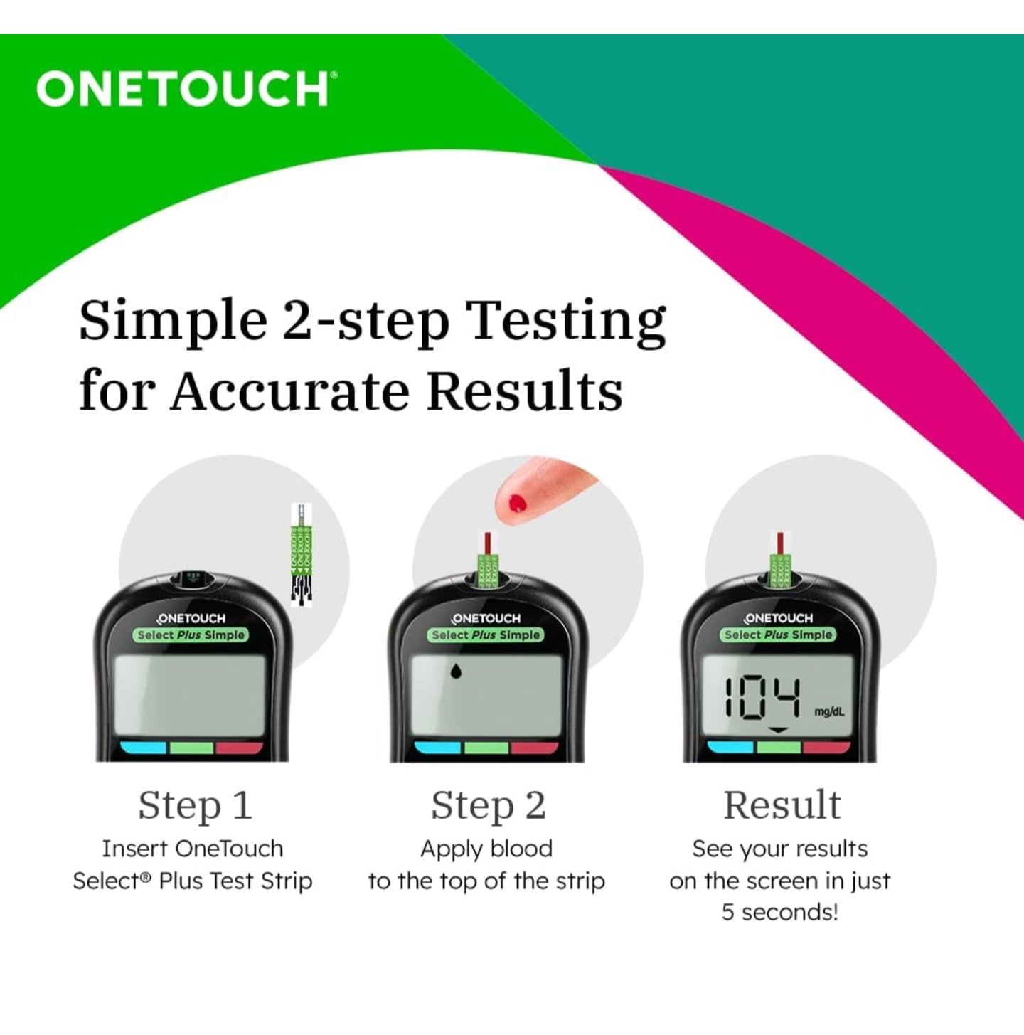 OneTouch Select Plus Simple glucometer machine with 10+50 Test Strips | Simple & accurate testing of Blood sugar levels at home, Global Iconic Brand | Includes 10 Sterile Lancets + 1 Lancing device
