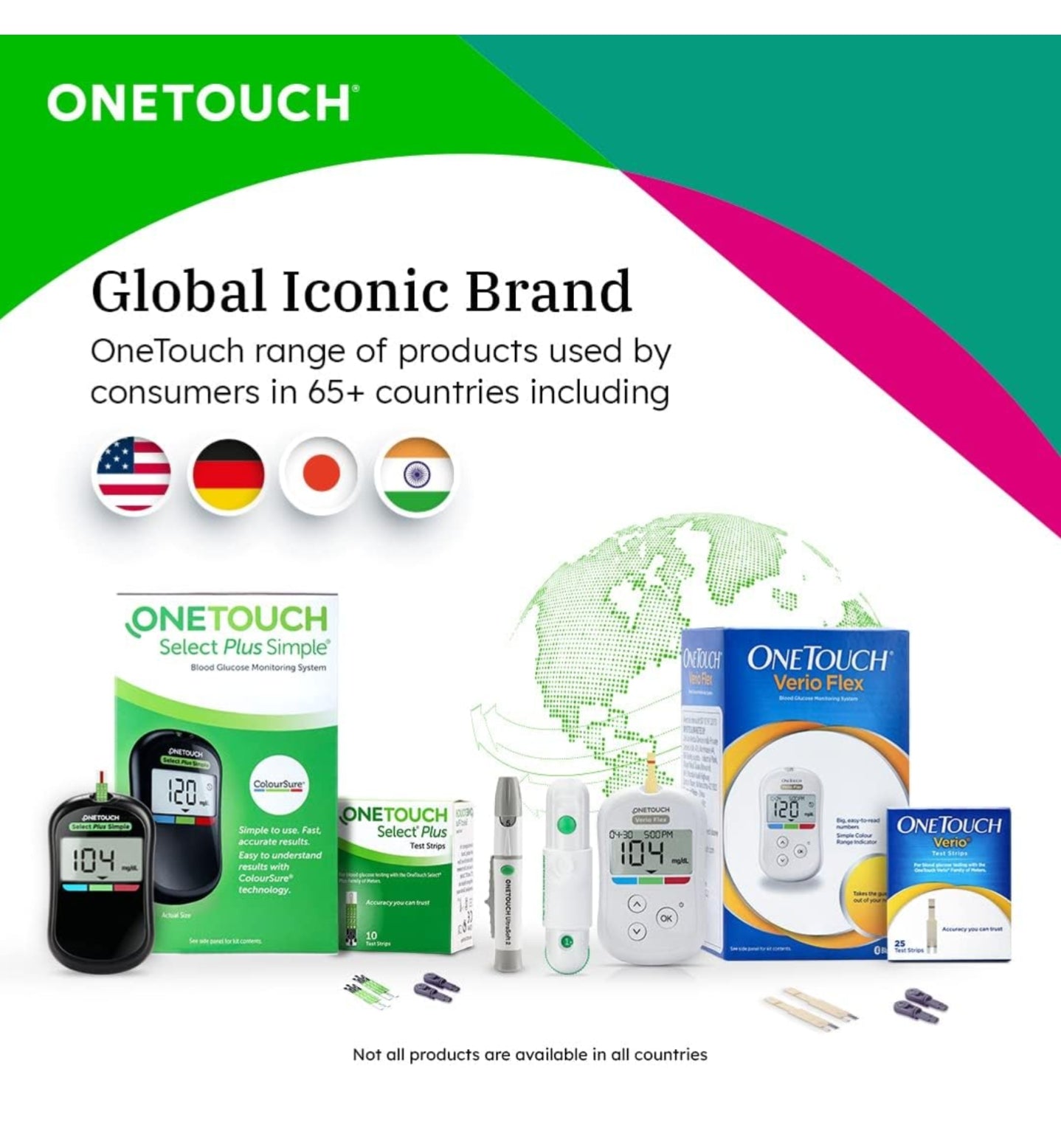 OneTouch Select Plus Simple glucometer machine with 10+50 Test Strips | Simple & accurate testing of Blood sugar levels at home, Global Iconic Brand | Includes 10 Sterile Lancets + 1 Lancing device